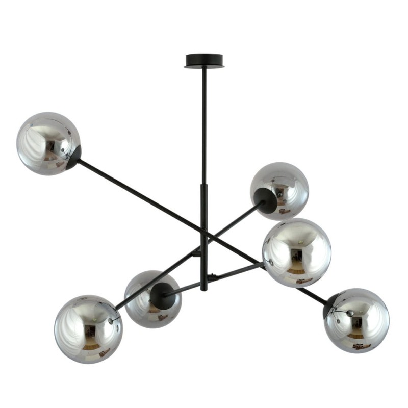 Lampa sufitowa Bubble 6 Graphite 51x102 cm sześć szklanych kul czarna metalowa rama