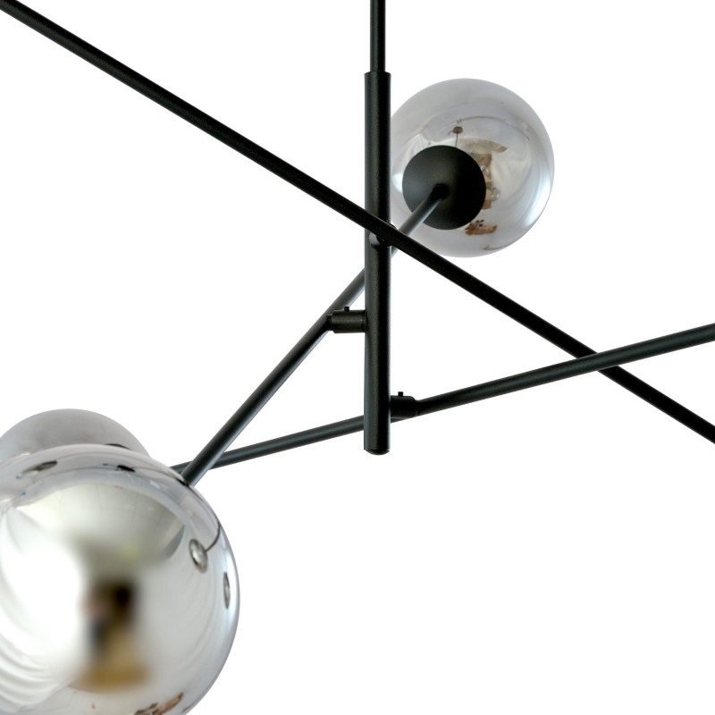 Lampa sufitowa Bubble 6 Graphite 51x102 cm sześć szklanych kul czarna metalowa rama