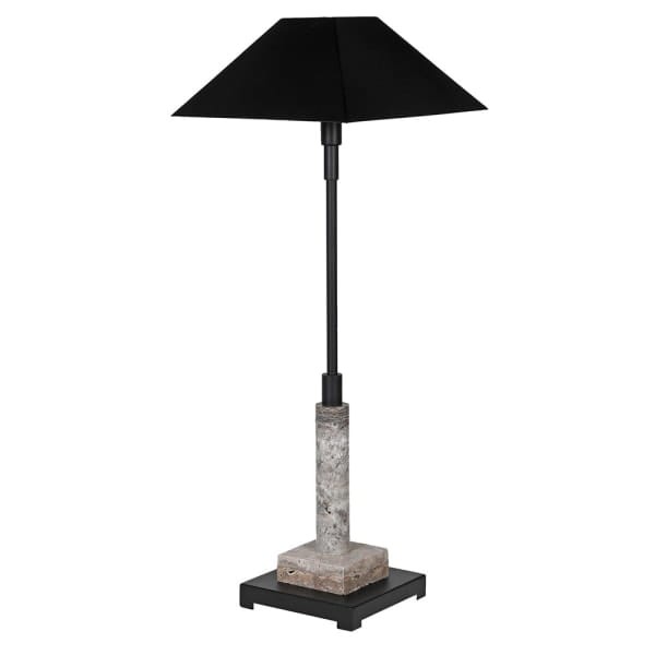 Lampa stołowa Montrose Black 89 cm z szarego marmuru i czarnego metalu