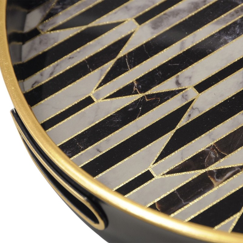 Ozdobne tace Geo w kolorze starego złota i czerni 46 cm średnicy