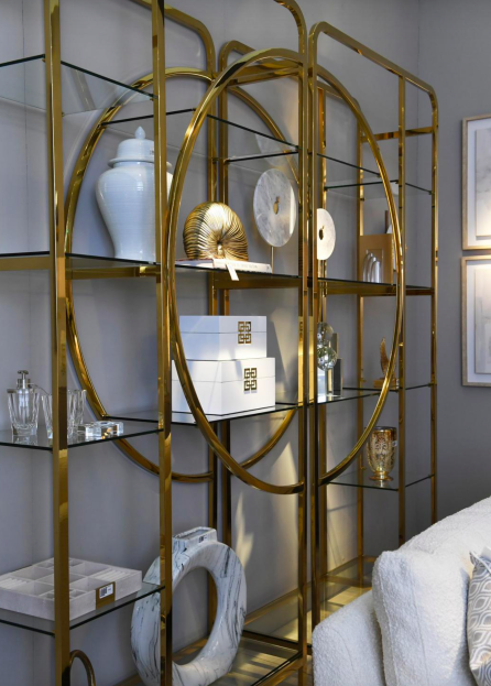 Regał Chesham Gold Złoty stal nierdzewna dwa skrzydła duży rozmiar