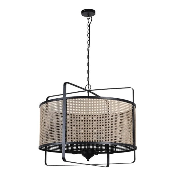 Lampa sufitowa żyrandol Chesham Rattan 80x66 cm lampa wisząca efekt rattanu żelazo