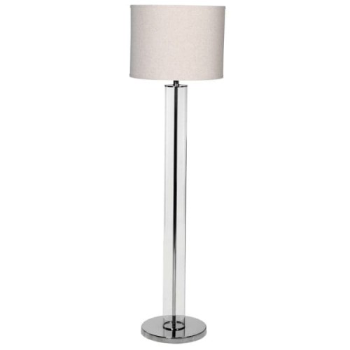 Lampa podłogowa Glass Luxury 150 cm podstawa szklana lniany abażur 