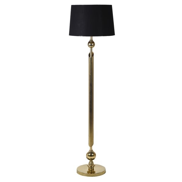 Lampa podłogowa Chesham Gold ze złotą podstawą i czarnym abażurem