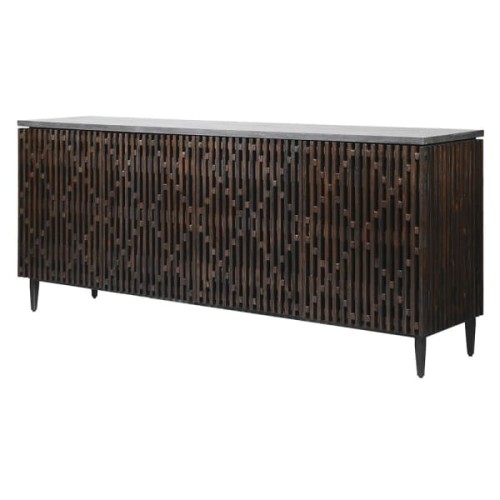 Komoda bufet Diamonds 200x86 cm sosna ażurowa czterodrzwiowa kamienny blat