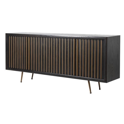 Komoda bufet Battersea 200x87 cm sosna/dąb żelazo zdobione fronty czterodrzwiowa 
