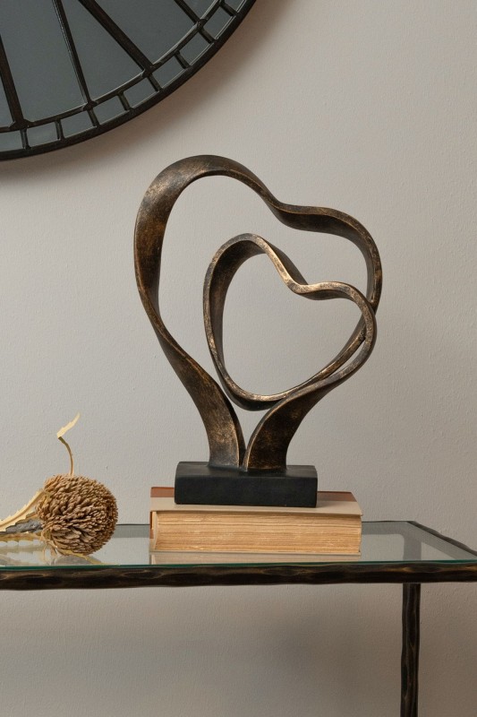 Rzeźba Heart Gold 36 cm dwa połączone serca