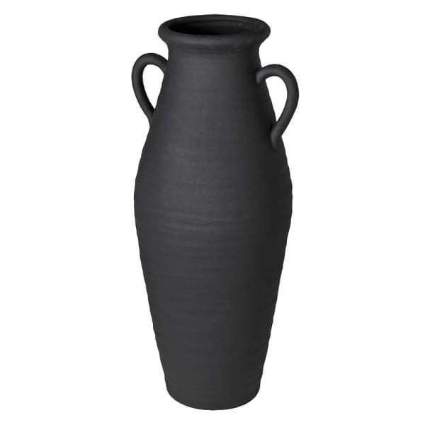 Luksusowa wysoka waza cementowa Maldon 76 cm czerń dekoracyjne uchwyty