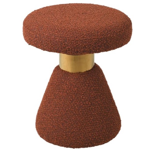 Stołek Cloud Rust 48 cm pomarańczowa tkanina boucle dekoracyjne siedzisko  puf