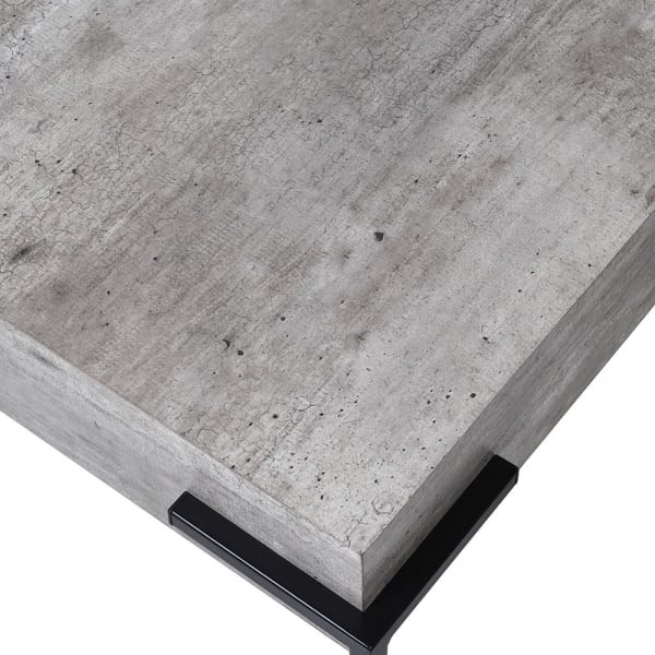 Stolik kawowy Faux Concrete 83 cm kwadratowy szary blat żelazna czarna podstawa
