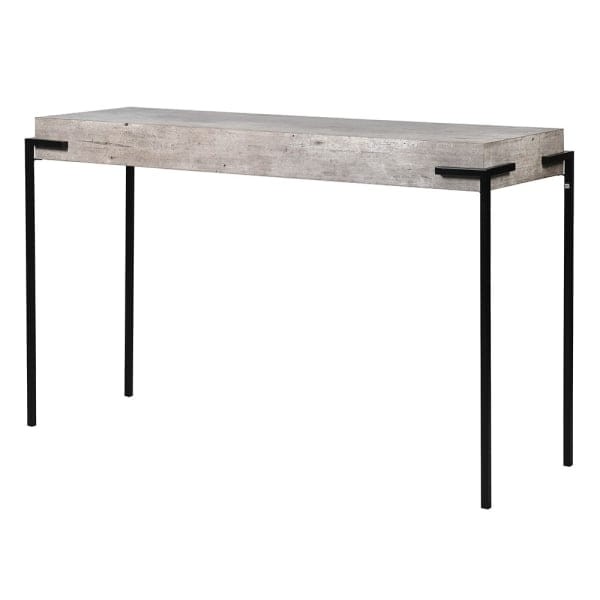 Stolik konsolowy Faux Concrete 123 cm prostokątny szary blat żelazna czarna podstawa