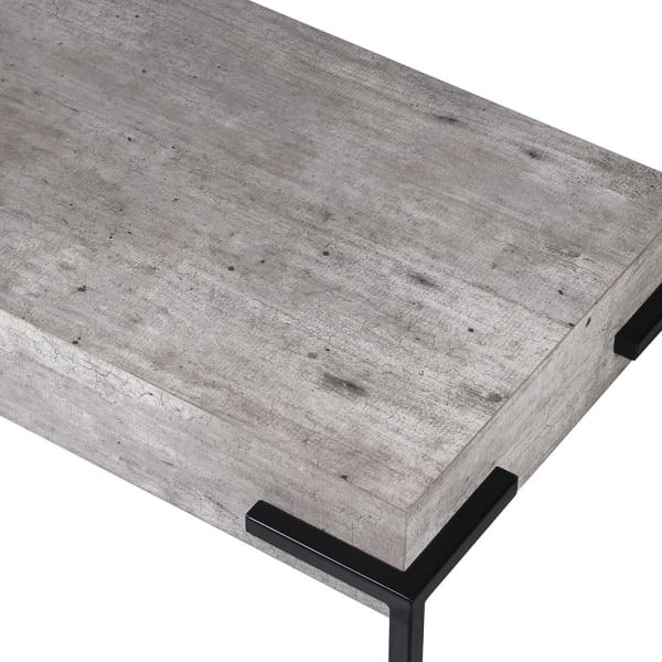 Stolik konsolowy Faux Concrete 123 cm prostokątny szary blat żelazna czarna podstawa