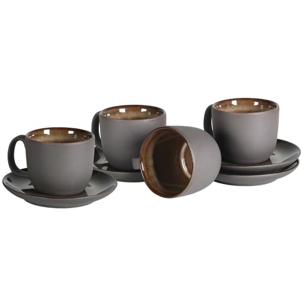 Ceramiczne filiżanki Sloane Espresso szarości brąz cztery sztuki