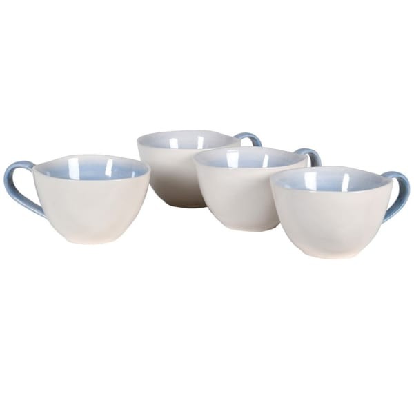 Kubki ceramiczne White Ayrton biało-jasnoniebieskie komplet czterech sztuk