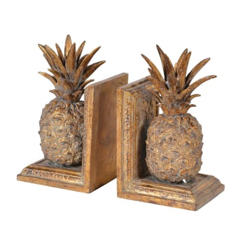 Podpórki do książek Pineapple bookend złota żywica 20 cm podpórka
