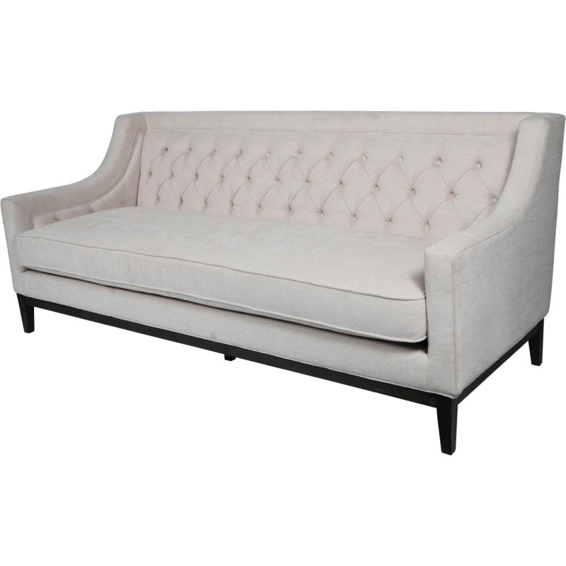 Sofa Cheval Ivory trzyosobowa 200 cm kremowe obicie ozdobne guziki dekoracyjne przeszycia