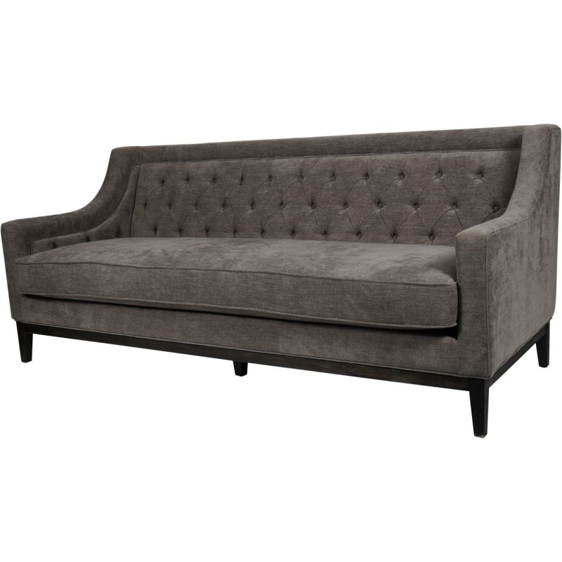 Sofa Cheval Grey trzyosobowa 200 cm szare obicie ozdobne guziki dekoracyjne przeszycia