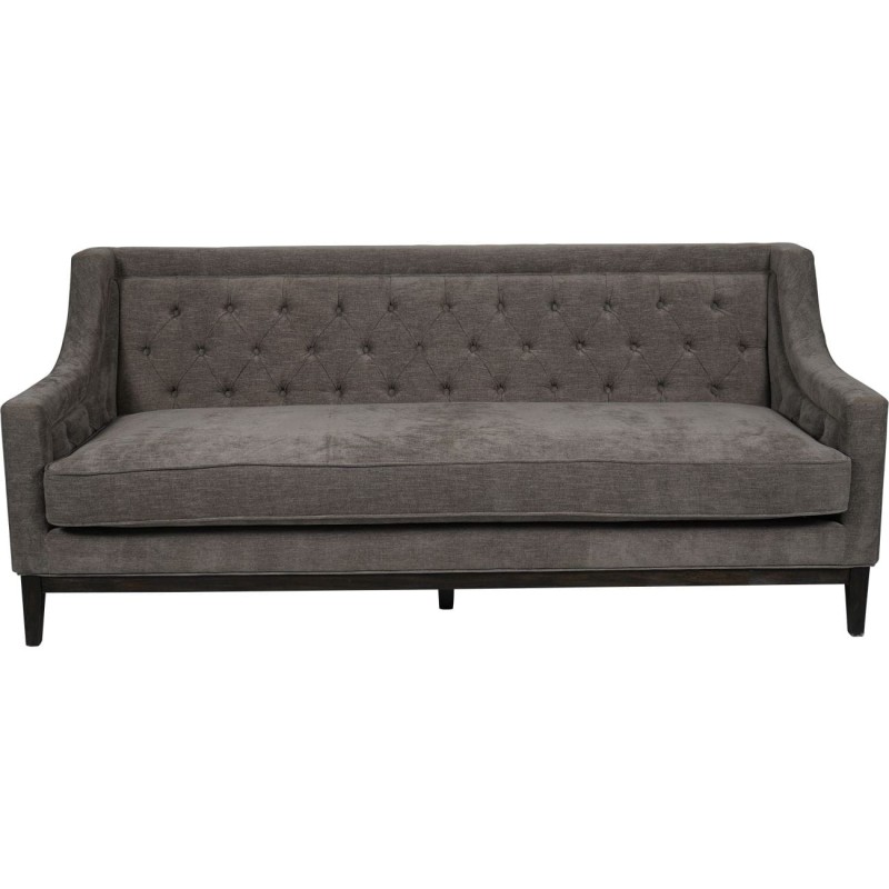 Sofa Cheval Grey trzyosobowa 200 cm szare obicie ozdobne guziki dekoracyjne przeszycia