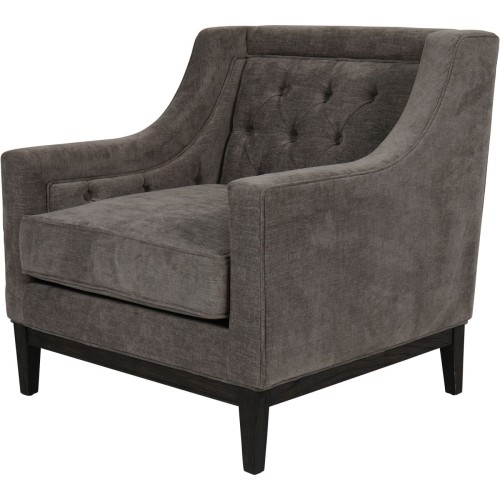 Fotel Cheval Grey 86 cm szare obicie ozdobne guziki dekoracyjne przeszycia