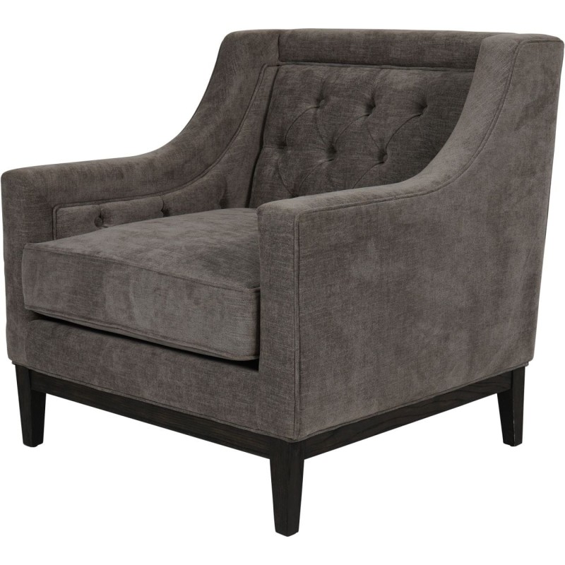 Fotel Cheval Grey 86 cm szare obicie ozdobne guziki dekoracyjne przeszycia