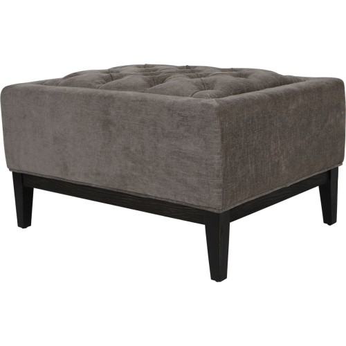 Podnóżek Cheval Grey 81 cm siedzisko stołek szare obicie ozdobne guziki dekoracyjne przeszycia