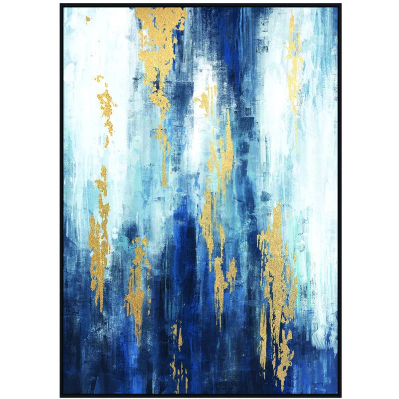 Obraz Blue na płótnie 140x100 cm ręcznie wykończony złota folia