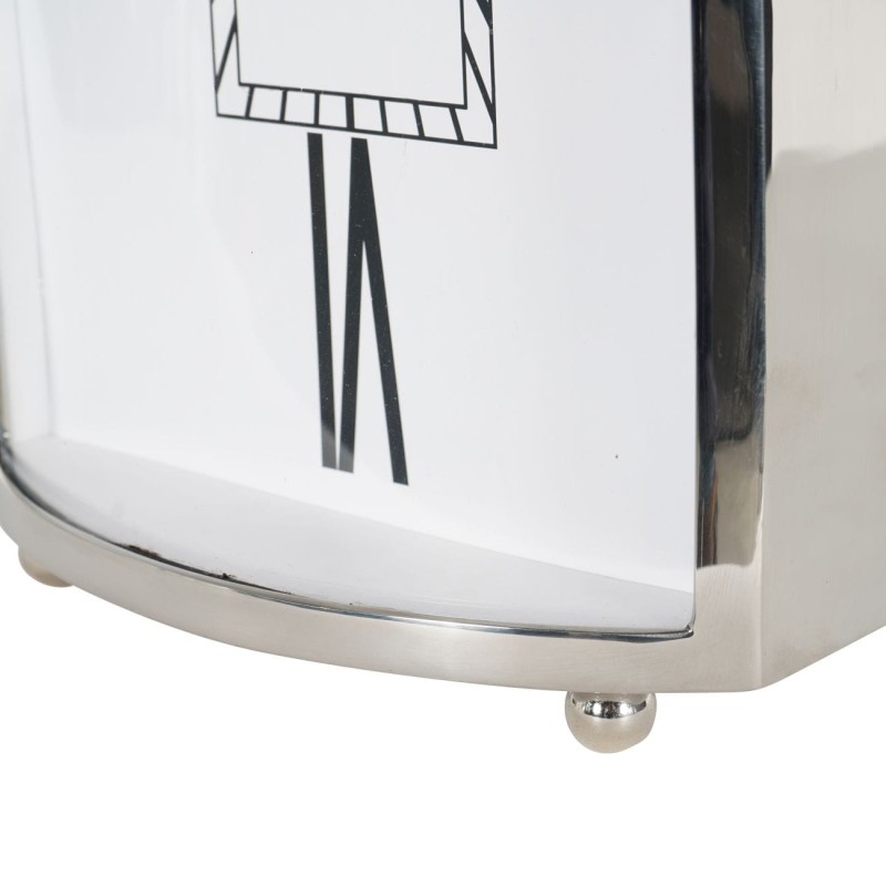 Stalowy zegar nablatowy Oracle 54 cm wysokości biała tarcza srebrne wykończenie