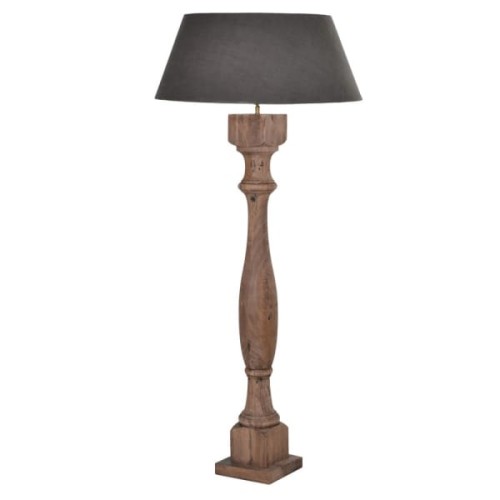 Lampa drewniana Wooden Sloane 158 cm drewno mango czarny abażur