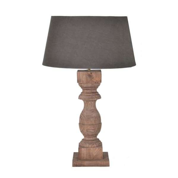Lampa stołowa Wooden Sloane 79 cm drewno mango czarny abażur