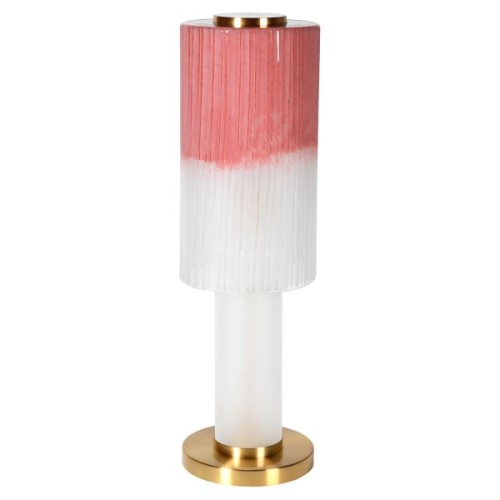 Lampa stołowa Manilla Pink 66 cm biało różowe szkło złote detale