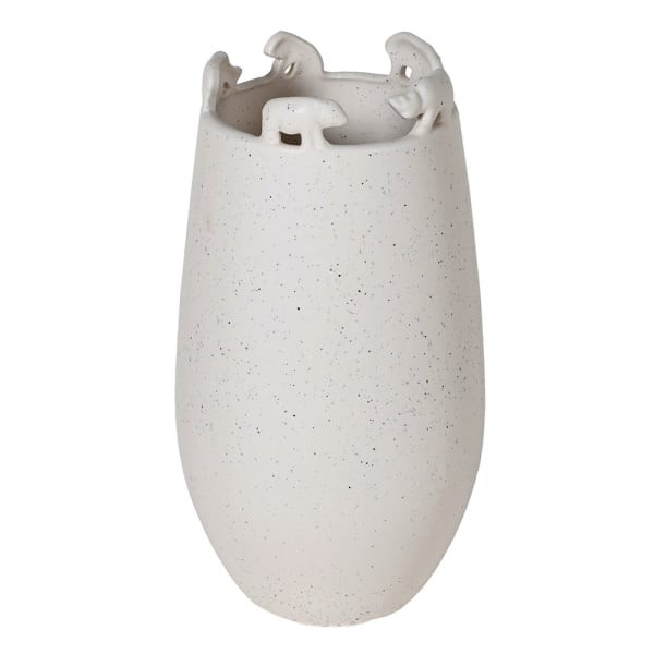 Ceramiczny wazon Animal S 30 cm ceramika krem ozdobna krawędź