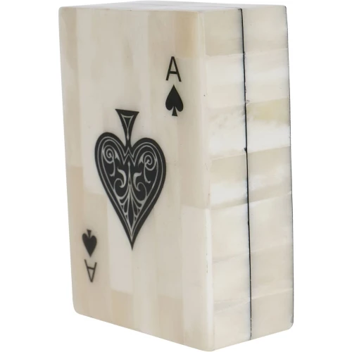 Pudełko dekoracyjne Bone Card Box 12 × 8 cm – kremowe pudełko z kości bawolej z motywem asa pik