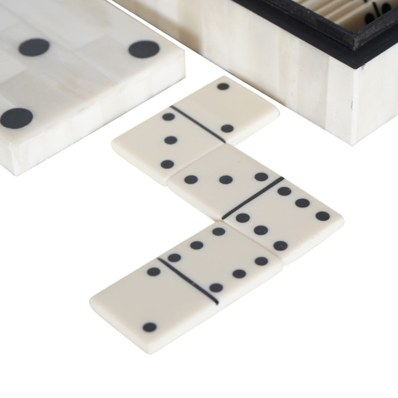 Pudełko Domino Bone Inlay 18x9 cm ozdoba wnętrza gra domino pudełko dekoracyjne