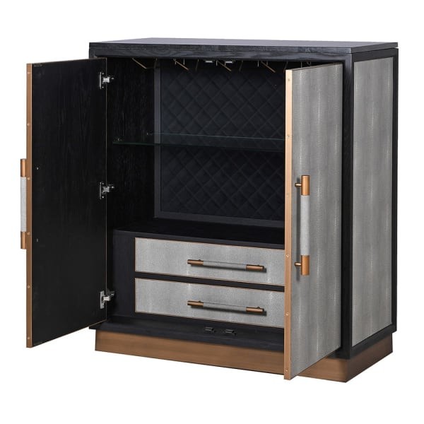 Barek Enderby II 11 cm szary szagryn dąb dwudrzwiowy niski barek na alkohole