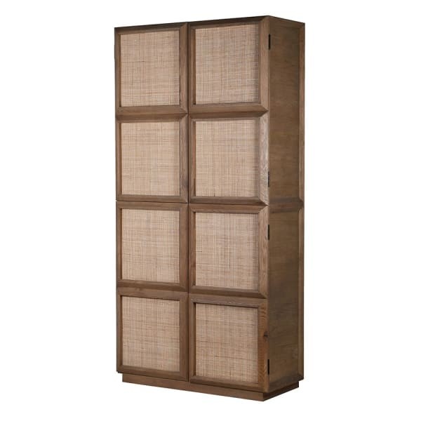 Szafa Squares wysoka komoda 206 cm dąb brąz transparentne drzwi