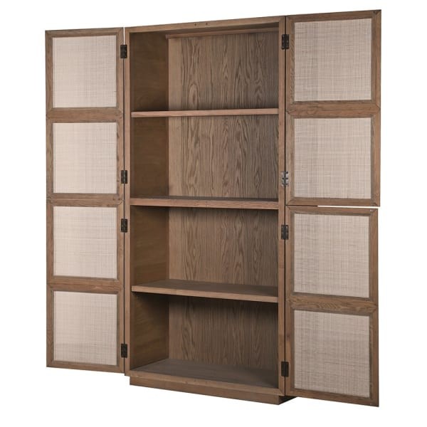 Szafa Squares wysoka komoda 206 cm dąb brąz transparentne drzwi