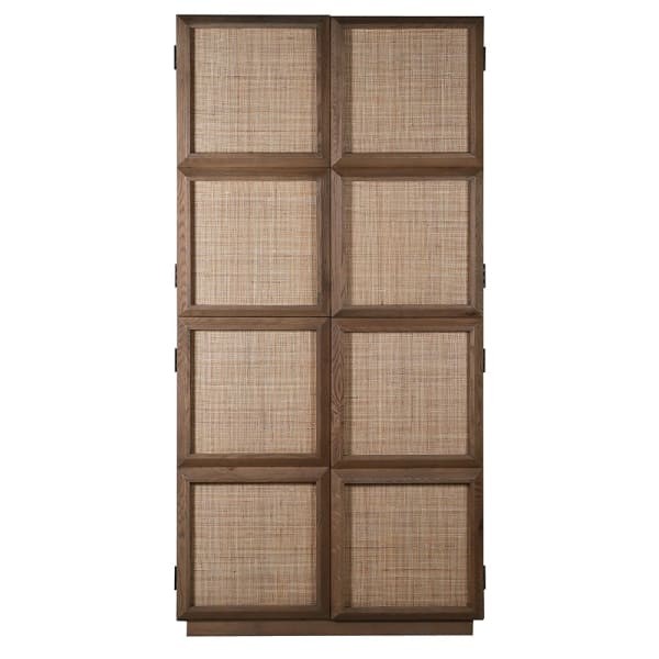 Szafa Squares wysoka komoda 206 cm dąb brąz transparentne drzwi