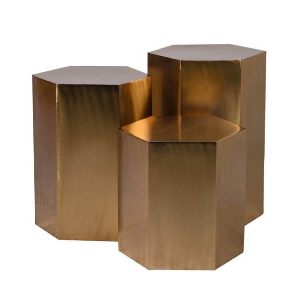 Złoty stolik boczny Hexa L żelazo 51,5 cm metalowy