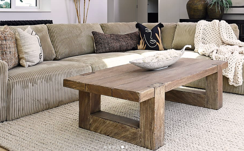 Stolik kawowy Blackheath 140x70 cm drewno suar meh prostokątny blat