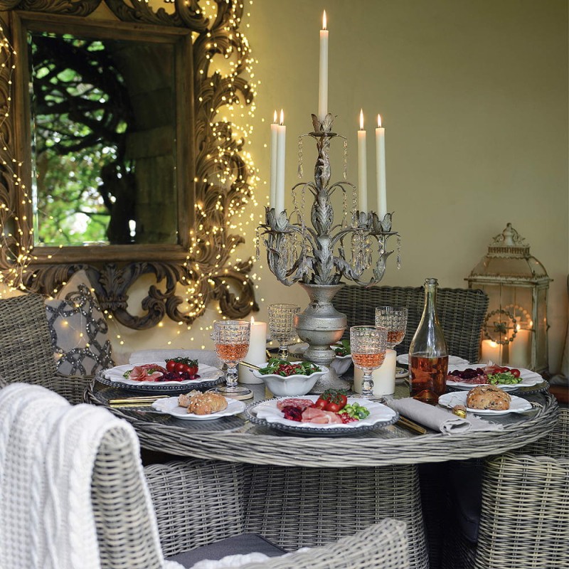 Zdobiony świecznik kandelabr na stół Savile 67 cm na pięć świec żelazny świecznik do jadalni