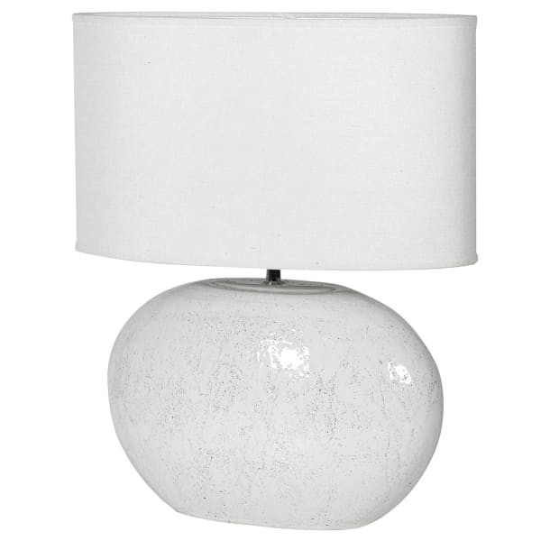 Biała lampa stołowa Oval 52 cm z ceramiczną podstawą