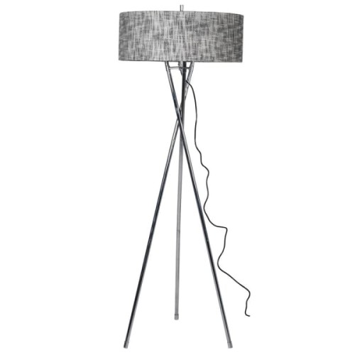 Lampa podłogowa Chelsea Grey 169 cm srebrna podstawa szary lniany abażur 
