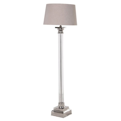 Lampa podłogowa Clear Luxury 169 cm podstawa szklana bawełniany abażur 