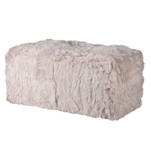 Duży puf ławka Lyall Elegant 100 cm owcza skóra krem