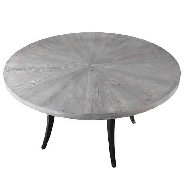 Duży okrągły Stół do jadalni Modern Pine 150 cm średnicy drewniany sosnowy blat żelazne nogi