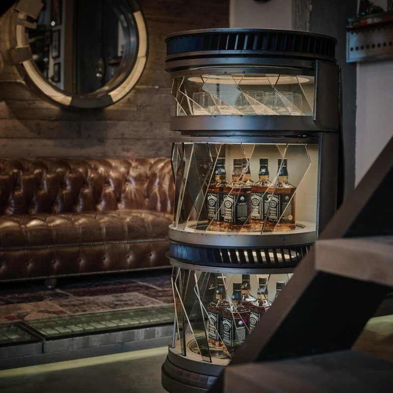 Barek na alkohole Turbine 133 cm stal nierdzewna podświetlany led