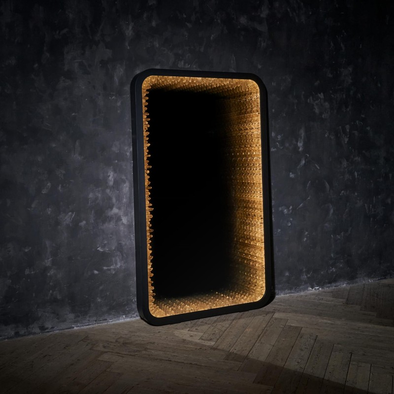 Luksusowe Lustro Inception Crystal - Podświetlane Lustro Prostokątne z Kryształem Górskim 239 cm