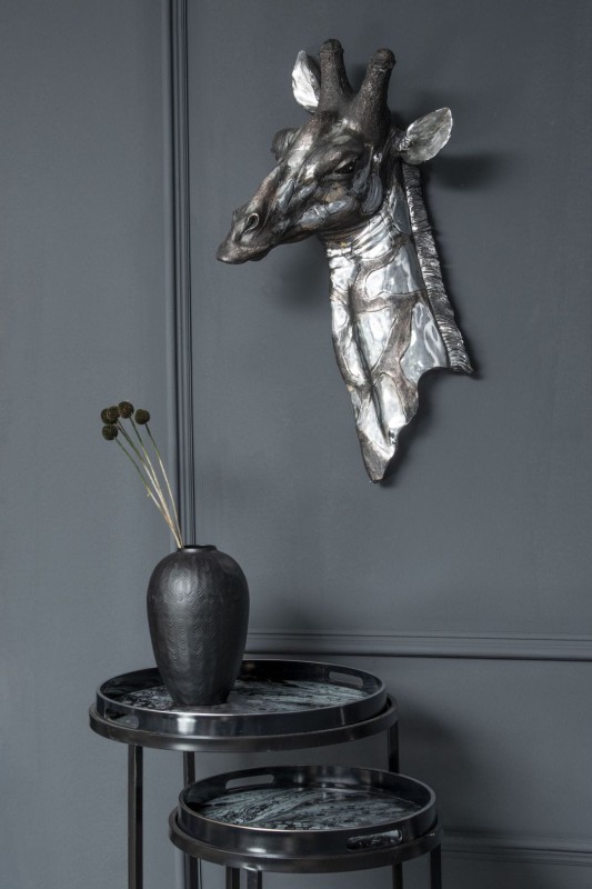 Ozdoba naścienna Giraffe Silver 78 cm srebrna żyrafa żywica