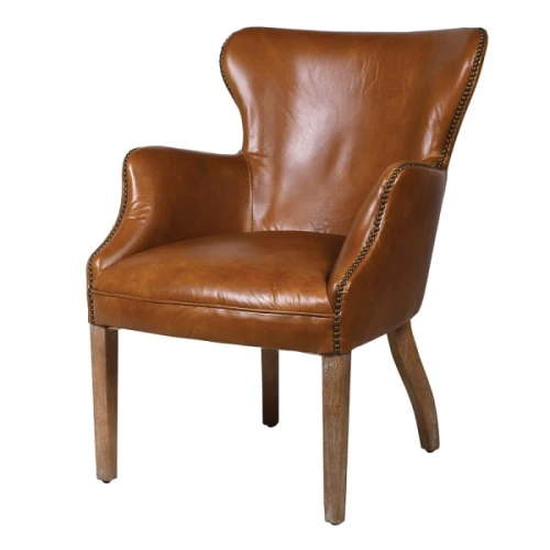 Krzesło skórzane Eaton Brown 86 cm – brązowa skóra licowa
