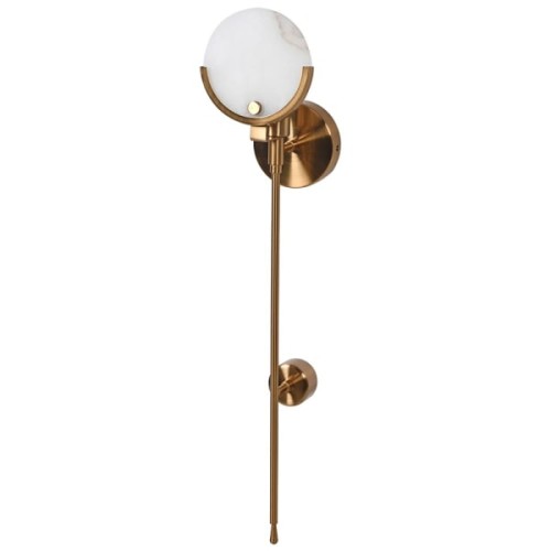 Lampa ścienna Alabaster White 62x14 cm mosiężne detale złoty kinkiet